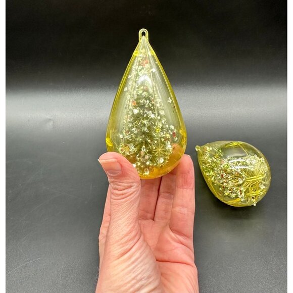 Vintage Christmas Ornaments Bottle Brush Tree Yellow Atomic Plastic Jewelbrite - Picture 1 of 6